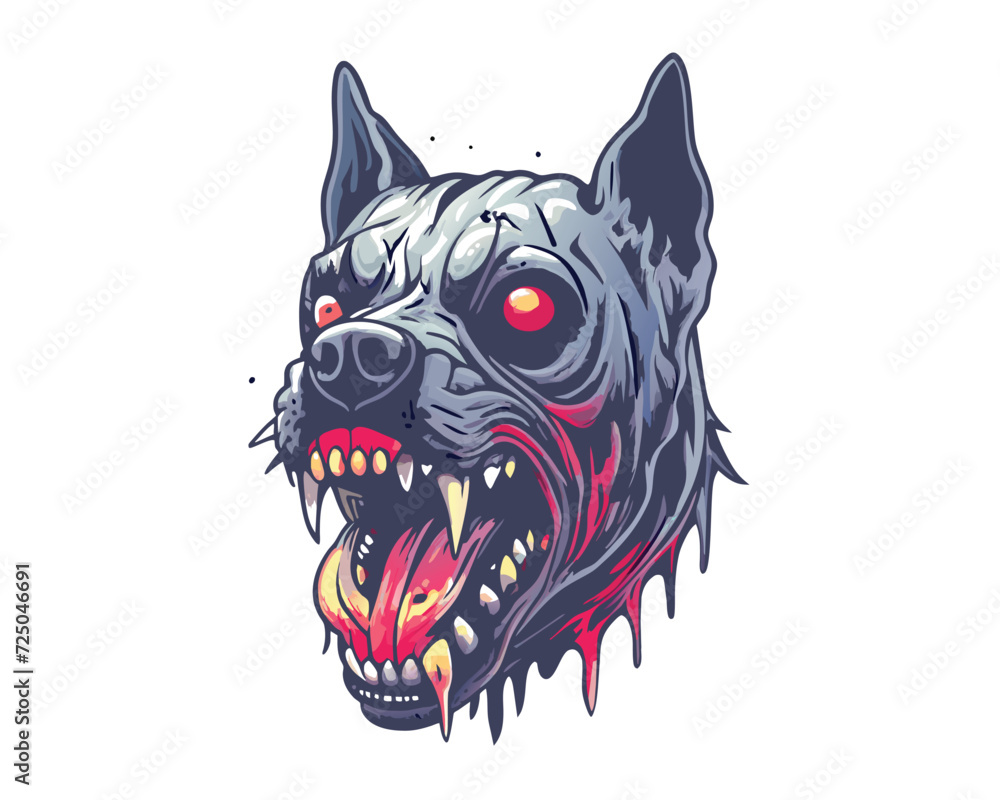 Obraz premium Dog head zombie. Graffiti fantasy design for merchandise, t-shirt, stickers, poster, label.
