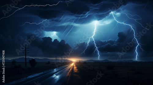 Stunning night scene of lightning-lit thunderstorm