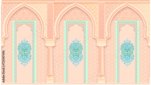 Realistic oriental Royal arches vector illustration.