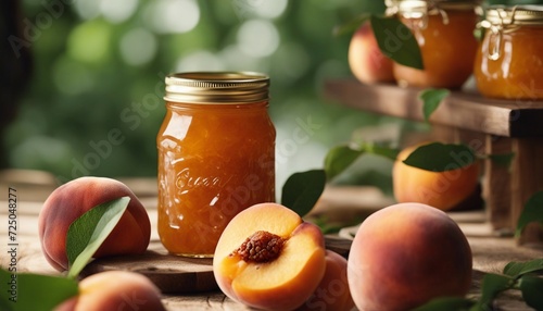 fresh peach jam, on the decorated background