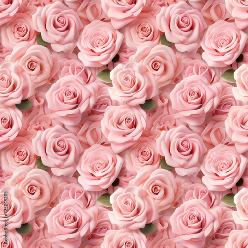 Hyper Realistic 3D Light Pink Roses Seamless Pattern