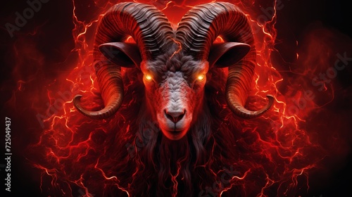 Dynamic aries zodiac sign with fiery ram and pioneering energy in a stunning image