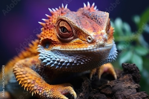 A close-up photograph showcasing the vibrant colors and vivid eyes of a lizard  creating an eye-catching image