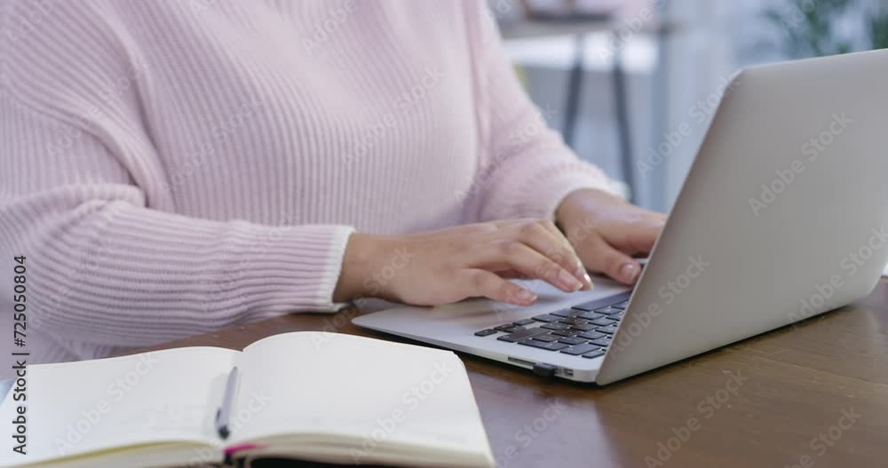 Woman, laptop and hands typing email in research, schedule or reminder in networking at office. Closeup of female person or employee writing on computer for idea, communication or agenda at workplace Woman, laptop and hands typing email in research, schedule or reminder in networking at office. Closeup of female person or employee writing on computer for idea, communication or agenda at workplace