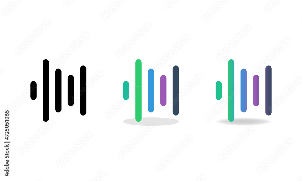 Vector sound wave icon set. Sound waves symbols in flat and gradient style. Vector EPS 10 Vector sound wave icon set. Sound waves symbols in flat and gradient style. Vector EPS 10