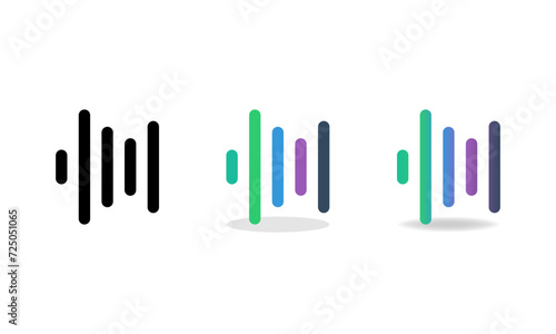 Vector sound wave icon set. Sound waves symbols in flat and gradient style. Vector EPS 10
