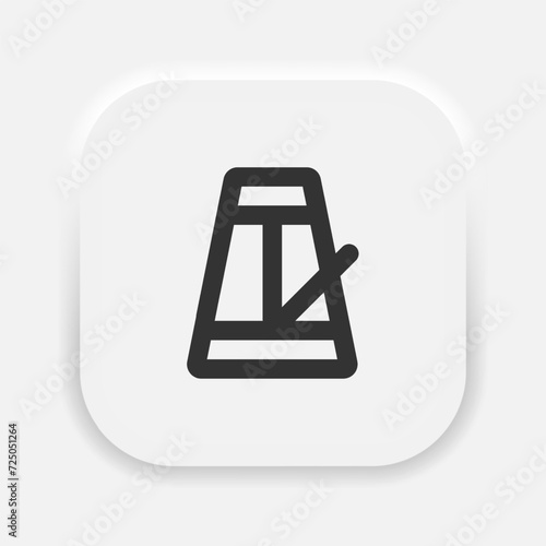 Metronome icon in neumorphism style. Rhythm beat instrument for musicians. Vector EPS 10
