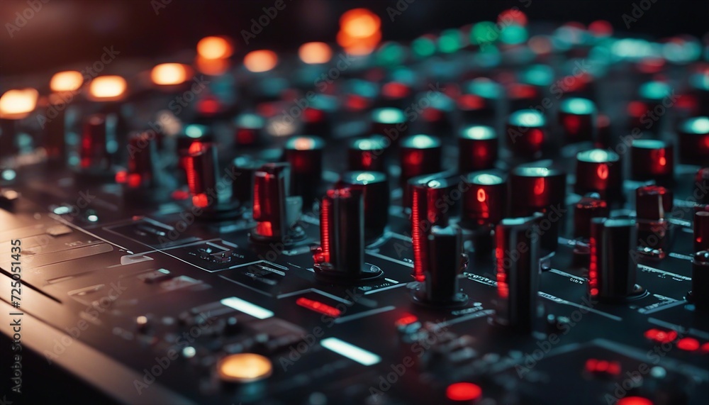 od adjusters and red buttons of a mixing console
