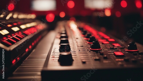 od adjusters and red buttons of a mixing console 