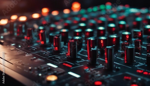 od adjusters and red buttons of a mixing console
 photo
