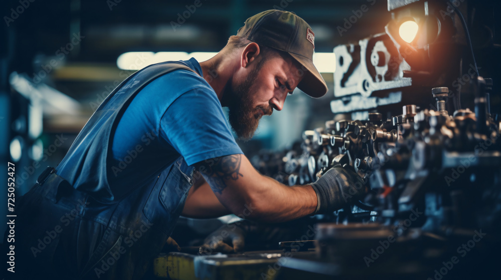 engineer mechanic man checking and using wrench