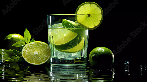 A glass with a lime and a lime slice in it4