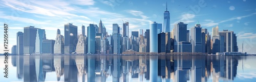 beautiful cityscape with reflection in the water