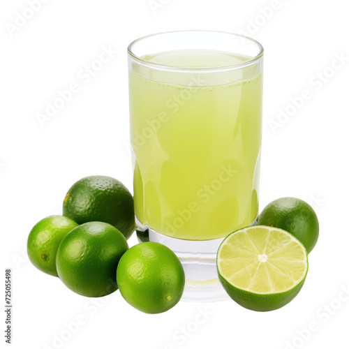 glass of 100% fresh organic finger lime juice with sacs and sliced fruits png isolated on white background with clipping path. selective focus © cerulean std