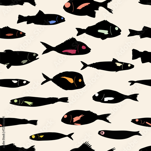 Cute funny fish seamless pattern. Creative childish vector undersea background. Perfect for kids apparel, fabric, textile, nursery decoration, wrapping paper.