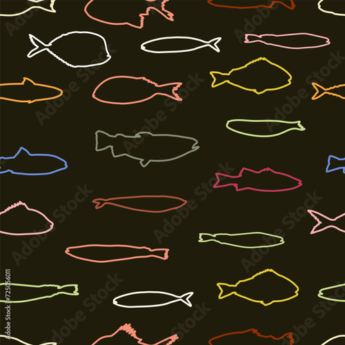 Cute funny fish seamless pattern. Creative childish vector undersea background. Perfect for kids apparel, fabric, textile, nursery decoration, wrapping paper.