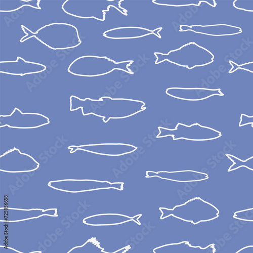Cute funny fish seamless pattern. Creative childish vector undersea background. Perfect for kids apparel, fabric, textile, nursery decoration, wrapping paper.