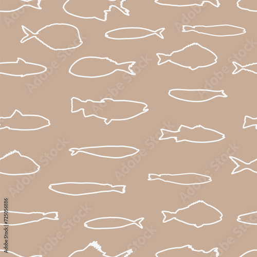 Cute funny fish seamless pattern. Creative childish vector undersea background. Perfect for kids apparel, fabric, textile, nursery decoration, wrapping paper.