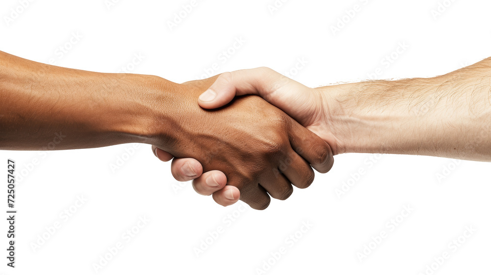 Two People Shaking Hands Over a Isolated on Transparent Background - obrazy, fototapety, plakaty 