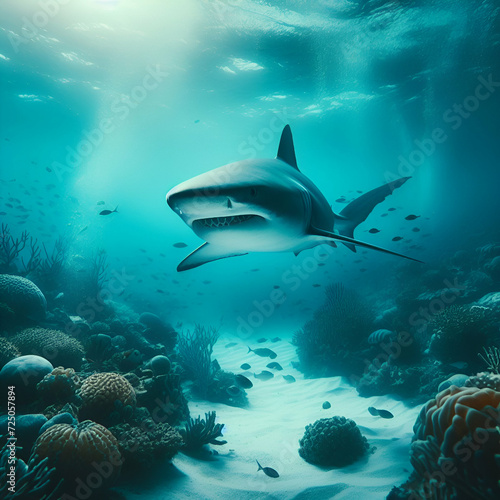 Underwater aggressive blue shark  © Taiwo