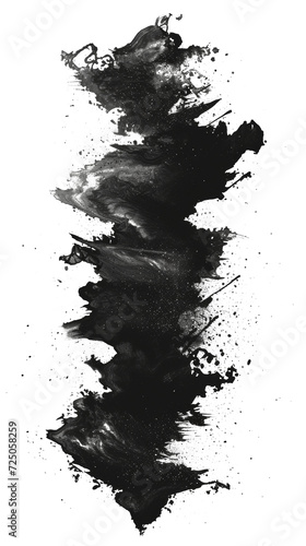 Abstract Black and White Paint Splatter on Black Background