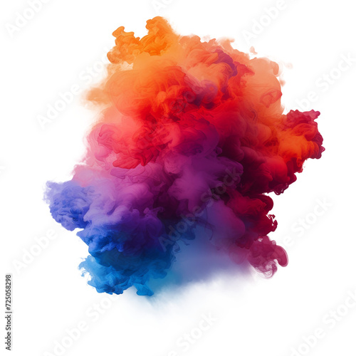 Colorful Cloud of Smoke on Isolated on Transparent Background