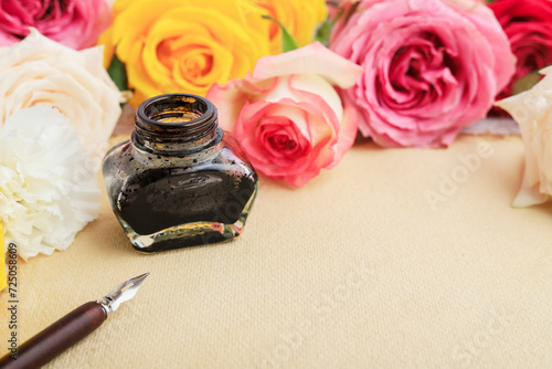 Beautiful background with colofrul rose flowers photo