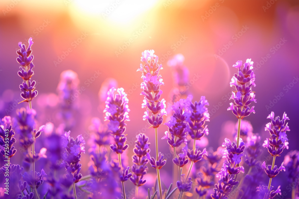 Sunset Serenity, Lavender Fields Embrace Evening Glow Sunset Serenity, Lavender Fields Embrace Evening Glow