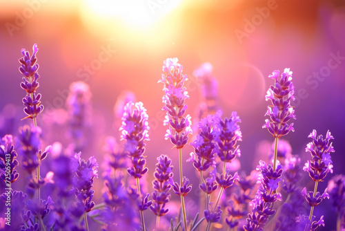 Sunset Serenity  Lavender Fields Embrace Evening Glow