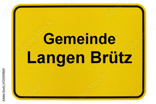 Illustration eines Ortsschildes der Gemeinde Langen Brütz in Mecklenburg-Vorpommern