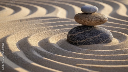 A Zen Garden with meticulously arranged stones 