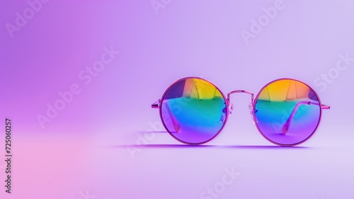 Trendy round sunglasses, gradient purple backdrop