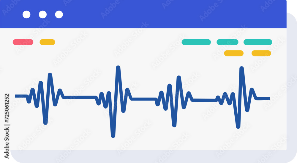 Continuous line art heart rate pulse. Blue ECG heartbeat on monitor ...