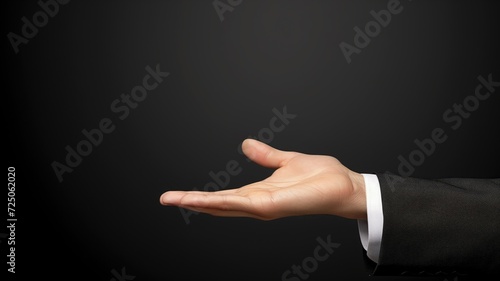 Man's hand showing empty space for advertisement