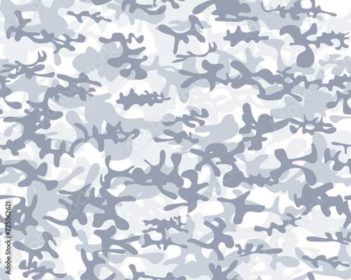 Winter Camouflage. Fabric Blue Texture. Army White Grunge. Dirty Seamless Paint. Hunter Seamless Background. Abstract Camo Brush. Winter Camo Print. Snow Repeat Pattern. Woodland Vector Camoflage.