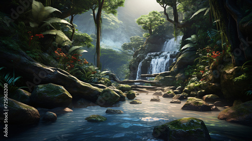 Waterfall in tropical forest