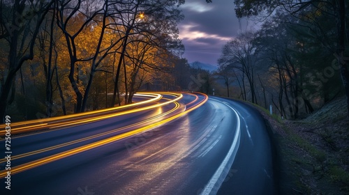 Panorama evening circuit motion blur road © Orxan
