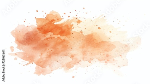 Peach watercolor splash on white background. Vector brown watercolor texture. Ink paint brush stain. Watercolor pastel splash. Peach water color splatter on light background photo