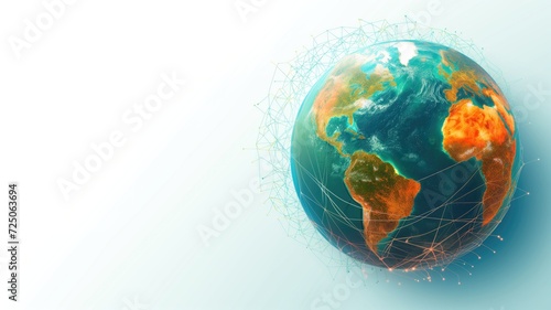 Globe with digital network connections on blue gradient