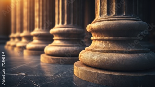 Majestic columns of a neoclassical building symbolizing law and justice photo