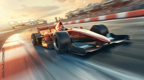 Race driver pass the finishing point and motion blur background. 3D rendering © Orxan