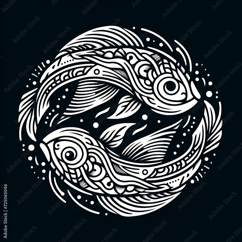 Obraz premium Pisces zodiac logo isolated 