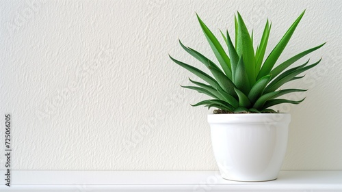 A succulent plant in a white pot against a clean white background, emphasizing minimalism