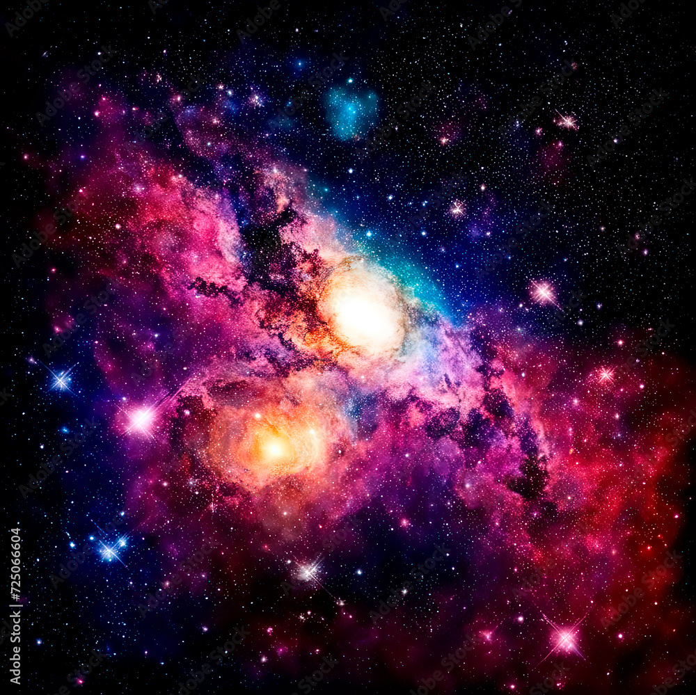 Obraz premium Background texture with galaxy view. Bright vivid colors on a dark background.