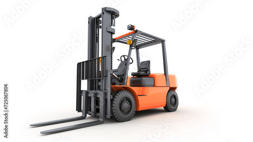 An orange forklift isolated on a white background