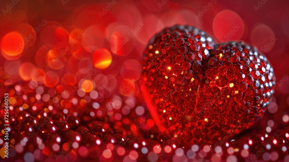 Red sparkling heart among glowing bokeh lights Red sparkling heart among glowing bokeh lights