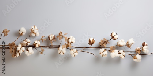 Dried Cotton Branch and Natural Flowers for Minimal Interior Decor.