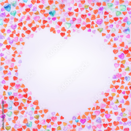 Background of red and pink hearts. for Valentine's Day. There is a message for text