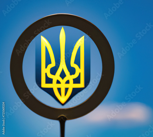 Znaki narodowe nacjonalistyczne Ukrainy w barwach flagi narodowej.