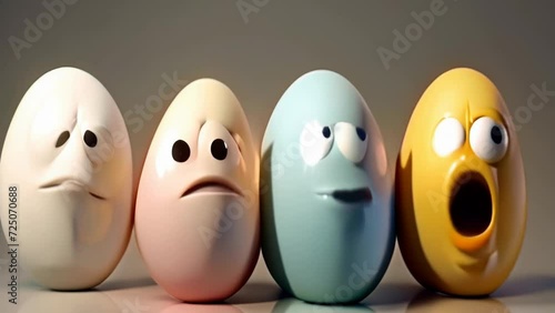 funny cartoon of confused angry eggs